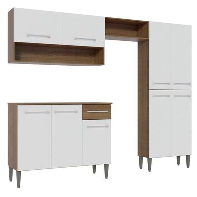 Armário de Cozinha Compacta Emilly Pop com Balcão Branco