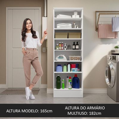 Armário Multiuso 60 Cm 1 Porta Branco Madesa Branco
