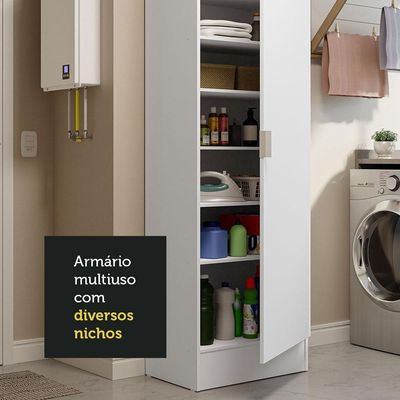 Armário Multiuso 60 Cm 1 Porta Branco Madesa Branco