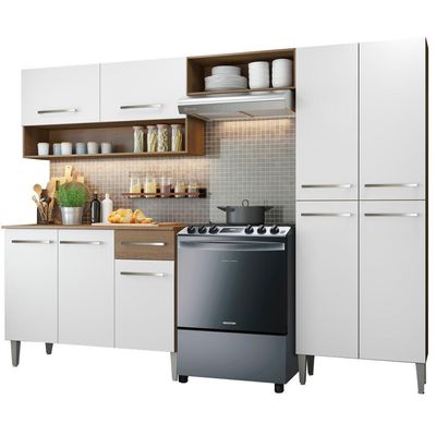 Armário de Cozinha Compacta Emilly Pop com Balcão Branco