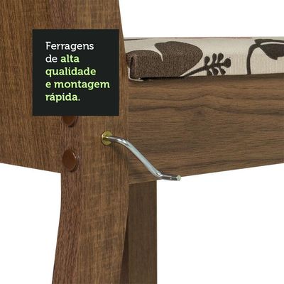 Conjunto Sala De Jantar Mesa Tampo De Madeira 6 Cadeiras Rustic/crema/hibiscos