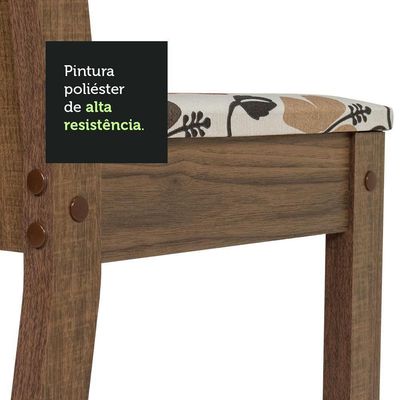 Conjunto Sala De Jantar Mesa Tampo De Madeira 6 Cadeiras Rustic/crema/hibiscos
