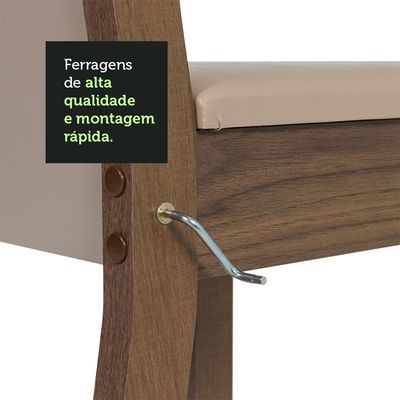 Conjunto Sala De Jantar Mesa Tampo De Madeira 6 Cadeiras Rustic/crema/bege Bahamas Madesa