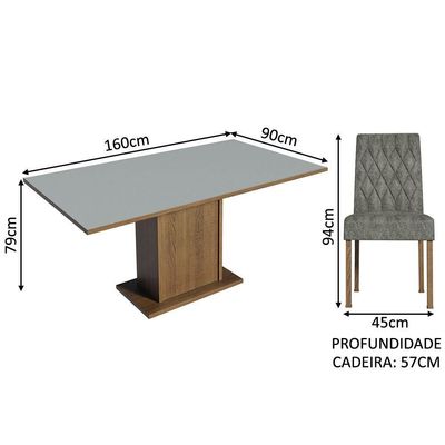 Conjunto Sala De Jantar Mesa Tampo De Madeira 6 Cadeiras