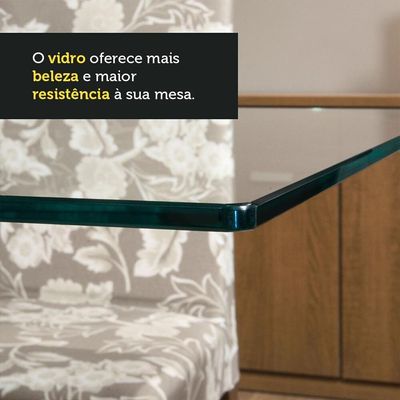 Conjunto Sala De Jantar Mesa Tampo De Vidro 4 Cadeiras