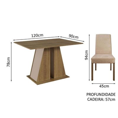 Conjunto Sala De Jantar Mesa Tampo De Madeira 4 Cadeiras Rustic/crema/imperial Agnes Madesa