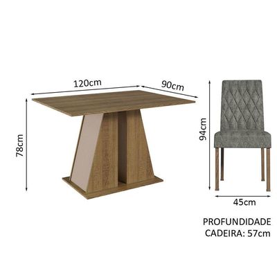 Conjunto Sala De Jantar Mesa Tampo De Madeira 4 Cadeiras Rustic/crema/silver Gisele Madesa