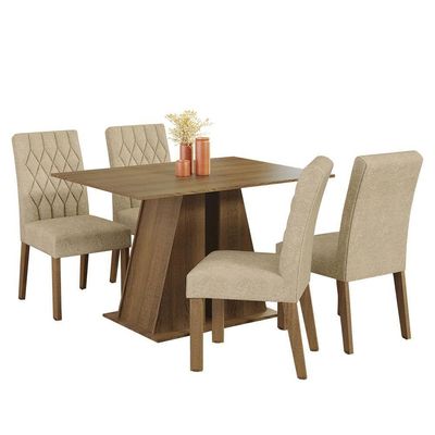 Conjunto Sala De Jantar Mesa Tampo De Madeira 4 Cadeiras Rustic/imperial Gisele Madesa