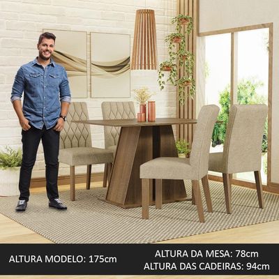 Conjunto Sala De Jantar Mesa Tampo De Madeira 4 Cadeiras Rustic/imperial Gisele Madesa