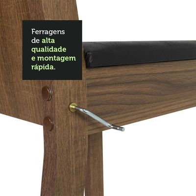 Conjunto Sala De Jantar Mesa Tampo De Vidro 4 Cadeiras Rustic/preto