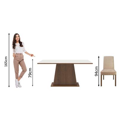 Conjunto Sala De Jantar Madesa Luciana Mesa Tampo De Madeira Com 6 Cadeiras - Rustic/branco/imperial
