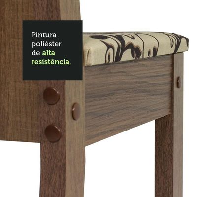 Conjunto Sala De Jantar Mesa Tampo De Vidro 4 Cadeiras Rustic/crema/bege Marrom