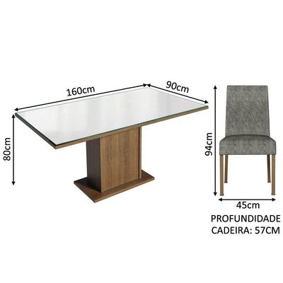 Conjunto Mesa Tampo De Vidro 6 Cadeiras