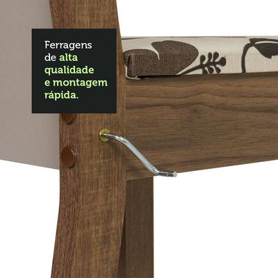 Conjunto Sala De Jantar Mesa Tampo De Madeira 4 Cadeiras Rustic/crema/hibiscos Sophie Madesa