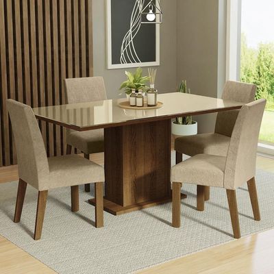 Conjunto Mesa Tampo De Vidro 4 Cadeiras