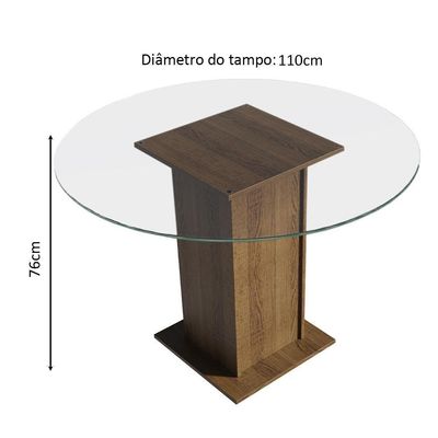 Conj. Mesa Tampo De Vidro Com 4 Cadeiras Rustic/Imperial