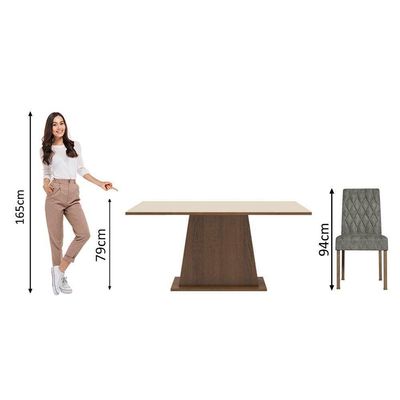 Conjunto Sala De Jantar Mesa Tampo De Madeira 4 Cadeiras