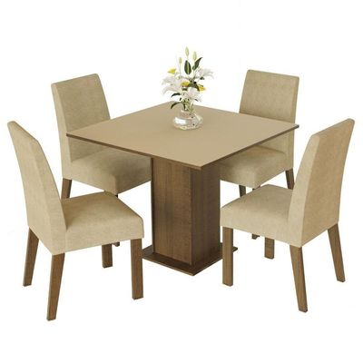 Conj. Mesa Tampo De Madeira 4 Cadeiras Rustic/Crema/Imperial