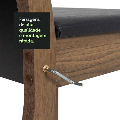 Conjunto Sala De Jantar Mesa Tampo De Madeira 4 Cadeiras Rustic/crema/preto Angel Madesa