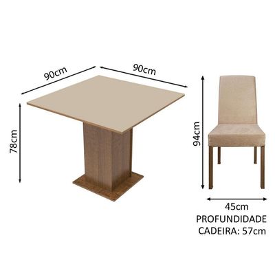 Conj. Mesa Tampo De Madeira 4 Cadeiras Rustic/Crema/Imperial