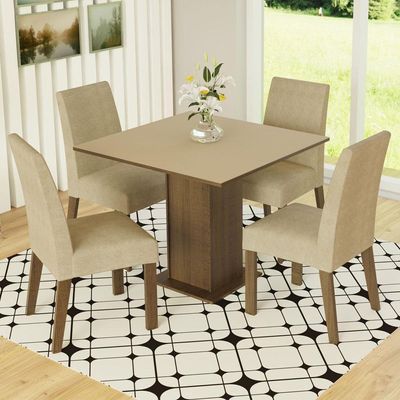 Conj. Mesa Tampo De Madeira 4 Cadeiras Rustic/Crema/Imperial