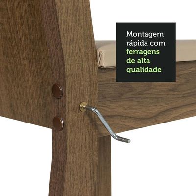 Conj. Mesa Tampo De Vidro 4 Cadeiras Rustic/bege