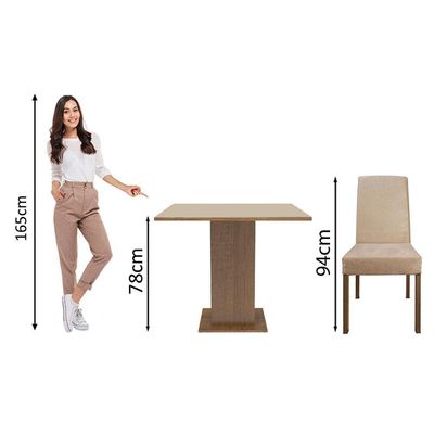 Conj. Mesa Tampo De Madeira 4 Cadeiras Rustic/Crema/Imperial