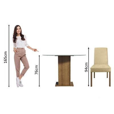 Conj. Mesa Tampo De Vidro Com 4 Cadeiras Rustic/Imperial