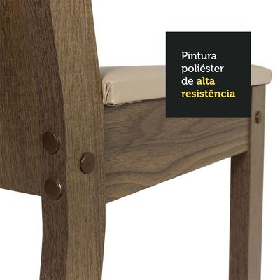 Conj. Mesa Tampo De Vidro 4 Cadeiras Rustic/bege