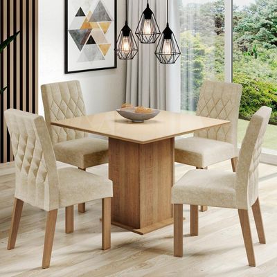 Conjunto Sala de Jantar Brenda Mesa 4 Cadeiras Madesa