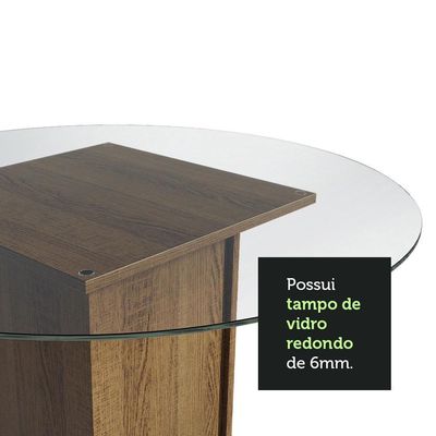 Conj. Mesa Tampo De Vidro 4 Cadeiras Rustic/Crema/bege