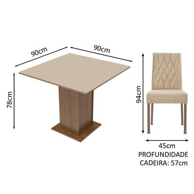 Conj. Mesa Tampo De Madeira 4 Cadeiras Rustic/Crema/Imperial