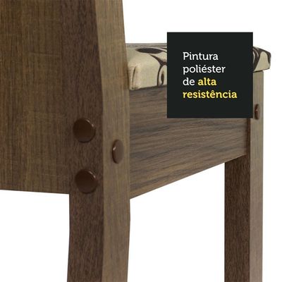 Conj. Mesa Tampo De Vidro 4 Cadeiras Rustic/bege Marrom