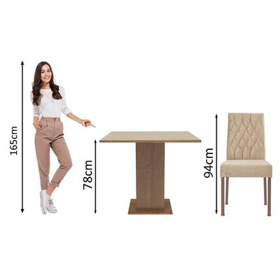 Conj. Mesa Tampo De Madeira 4 Cadeiras Rustic/Crema/Imperial