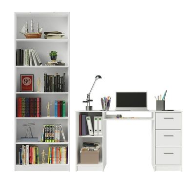 Escrivaninha Alaska com Estante Livreiro Branco Madesa
