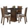 Conjunto Sala De Jantar Mesa Tampo De Madeira 4 Cadeiras Rustic/preto/floral Hibiscos Samara Madesa