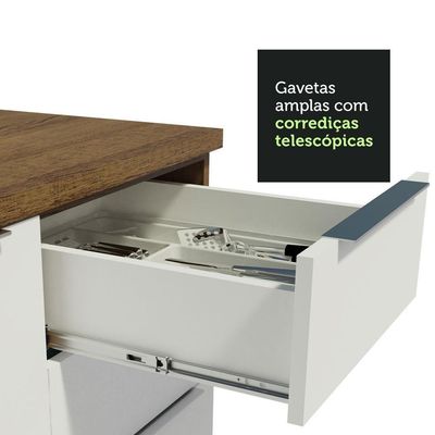 Armário De Cozinha Completa 330cm Rustic/branco Stella Madesa 03 Rustic/branco
