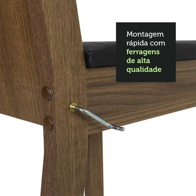Conj. Mesa Tampo De Vidro 4 Cadeiras Rustic/Preto