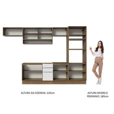 Armário De Cozinha Completa 330cm Rustic/branco Stella Madesa 06 Rustic/branco