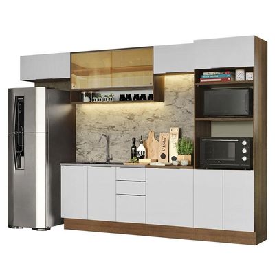 Armário De Cozinha Completa 330cm Rustic/branco Stella Madesa 06 Rustic/branco
