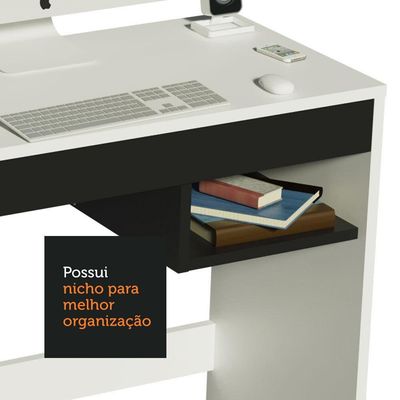 Escrivaninha Madesa Rubi Estante Livreiro Branco