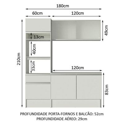 Cozinha Compacta Topazio Pop com Armário Branco