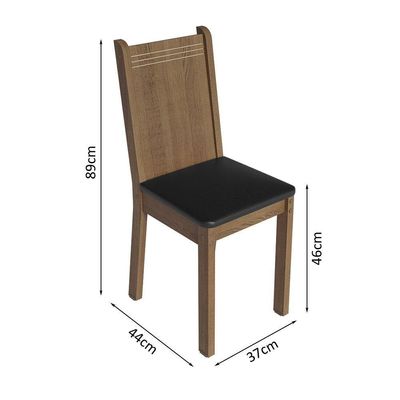 Conjunto Sala De Jantar Mesa Tampo De Madeira 4 Cadeiras Rustic/crema/preto Samara Madesa