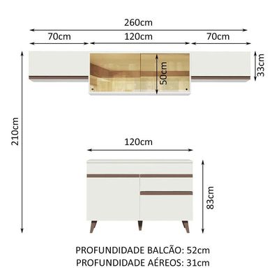 Cozinha Compacta Madesa Reims Com Armário E Balcão Branco