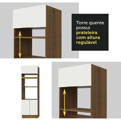 Armário De Cozinha Completa 270cm Rustic/branco Stella Madesa 06 Rustic/branco
