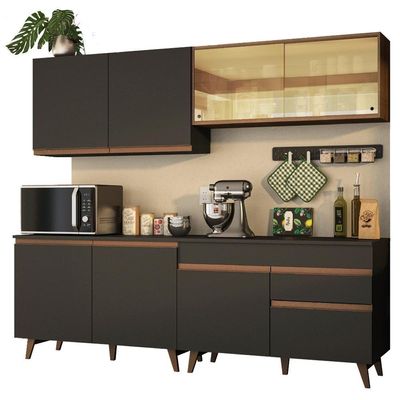 Cozinha Completa 240001 Com Armário E Balcão Preto/rustic