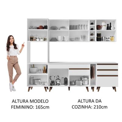 Cozinha Completa Madesa Reims Com Armário E Balcão Branco