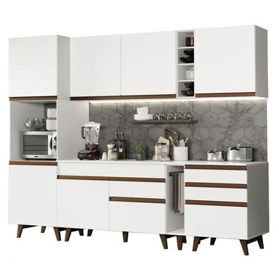 Cozinha Completa Madesa Reims Com Armário E Balcão Branco