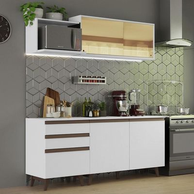 Cozinha Completa Madesa Reims com Armário e Balcão Branco