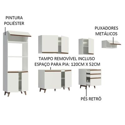 Cozinha Completa Reims com Armário e Balcão Branco Madesa